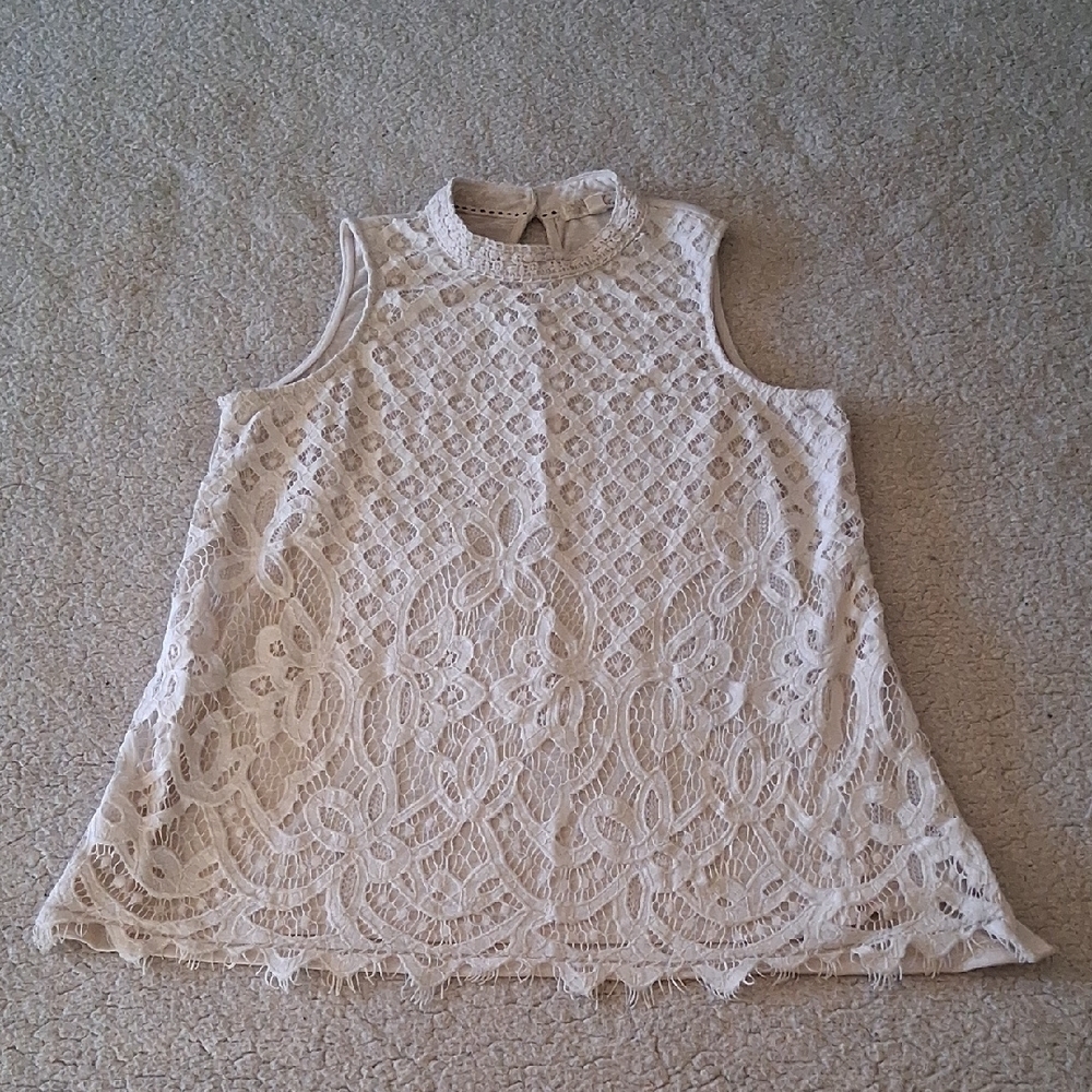 Rewind Lace Sleeveless Blouse - White